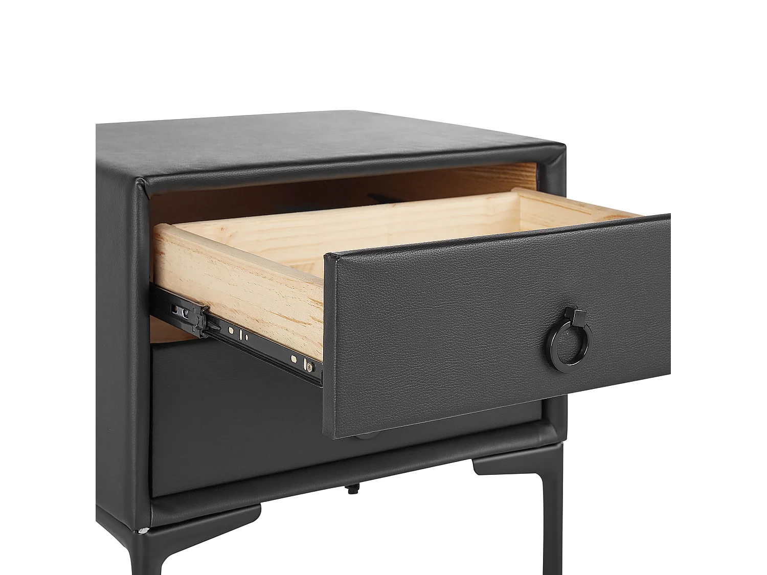Mesa de cabeceira com 2 gavetas SEZANNE Pele sintética Preto