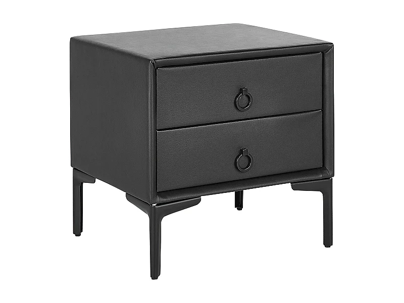 Table de nuit à 2 tiroirs SEZANNE Cuir PU Noir