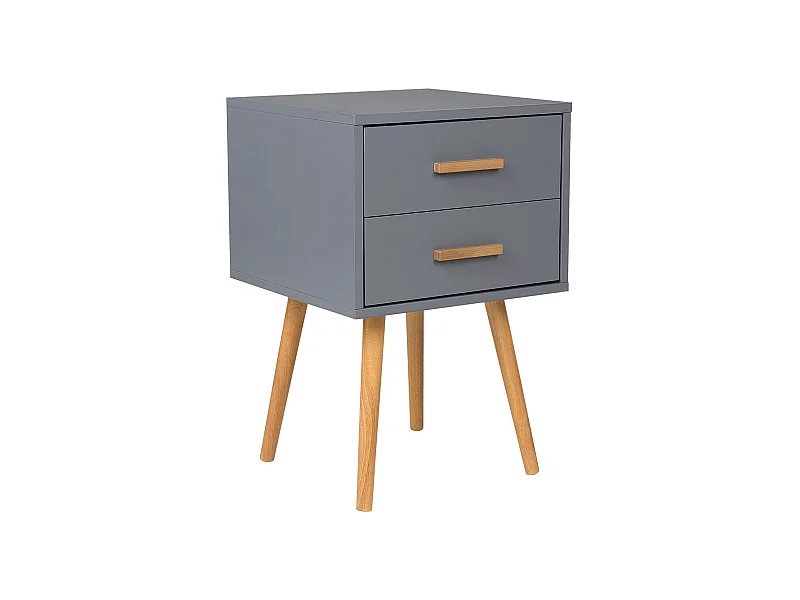 Table de nuit à 2 tiroirs ALABAMA Gris