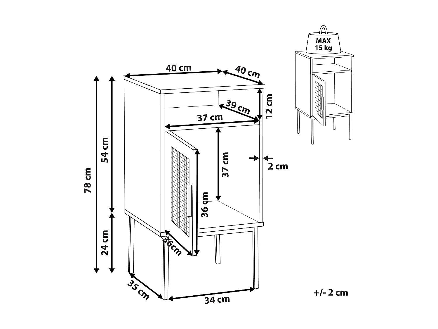 Table de chevet PASCO Marron clair