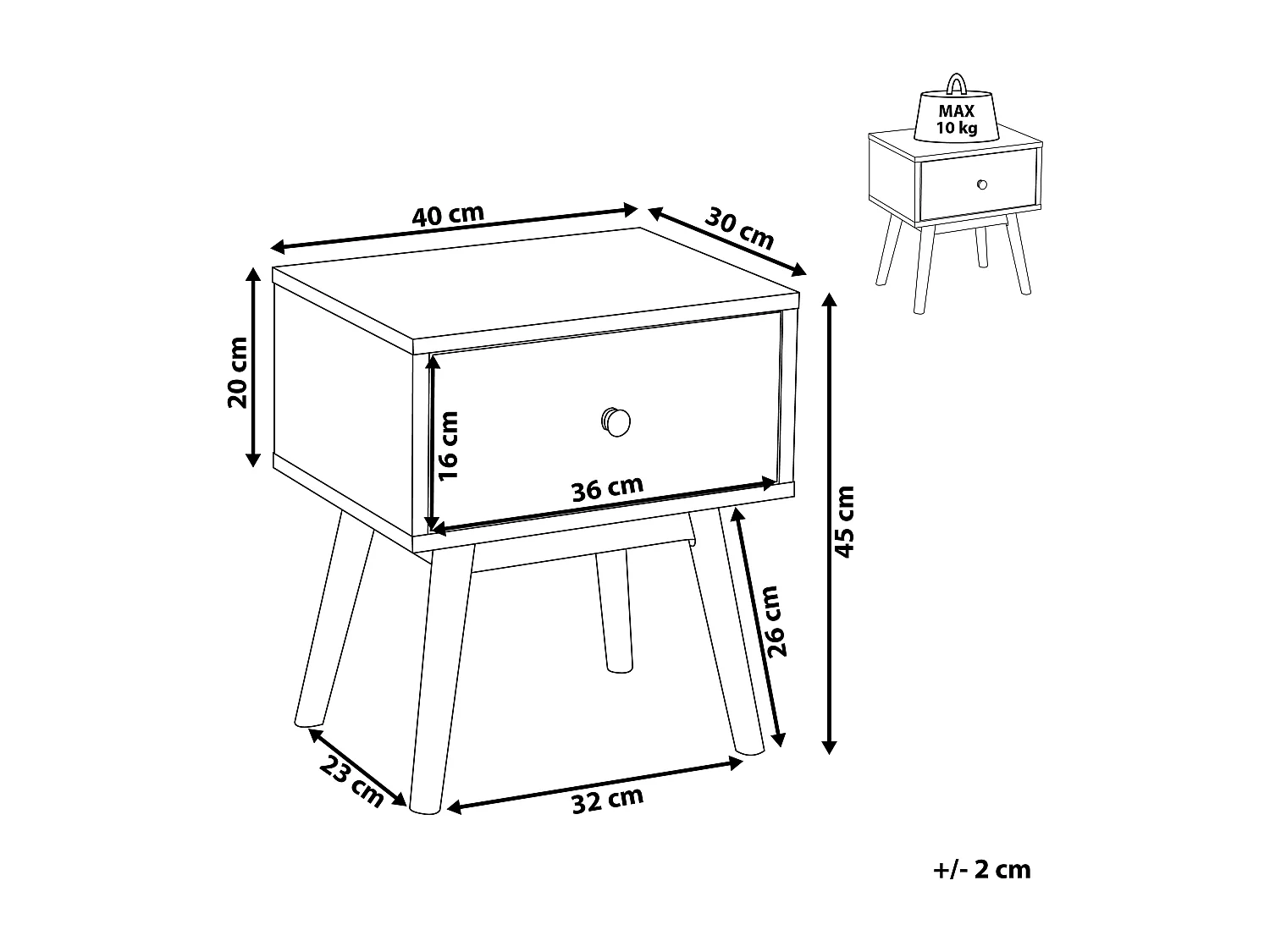 Table de nuit à 1 tiroir ARVADA Marron clair