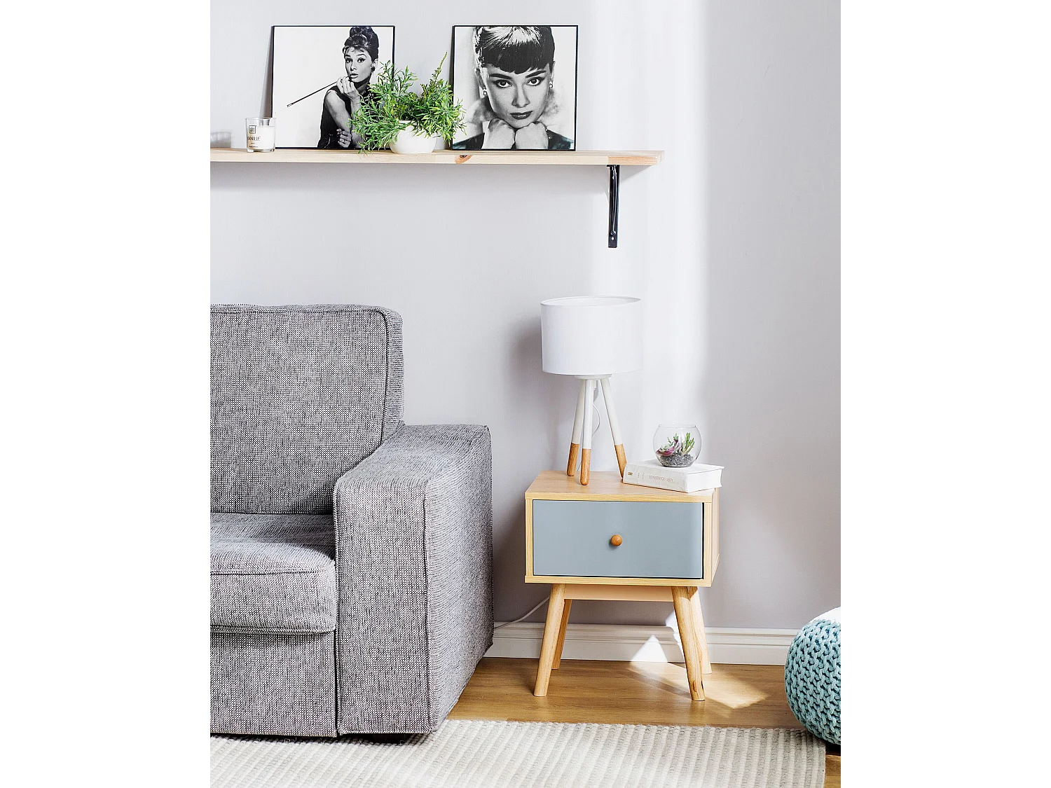 1 Drawer Bedside Table ARVADA Light Brown