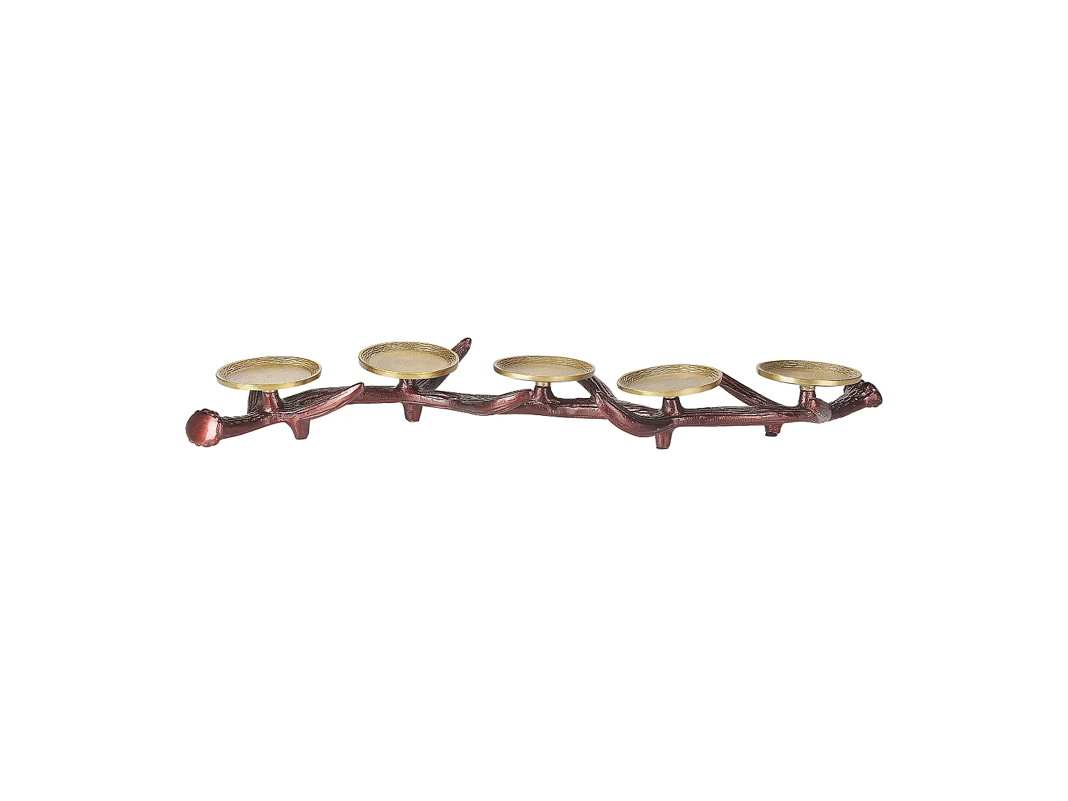 Dekorativer Kerzenständer Kerzenhalter Aluminium Braun/Gold 5-flammig Ast-Form