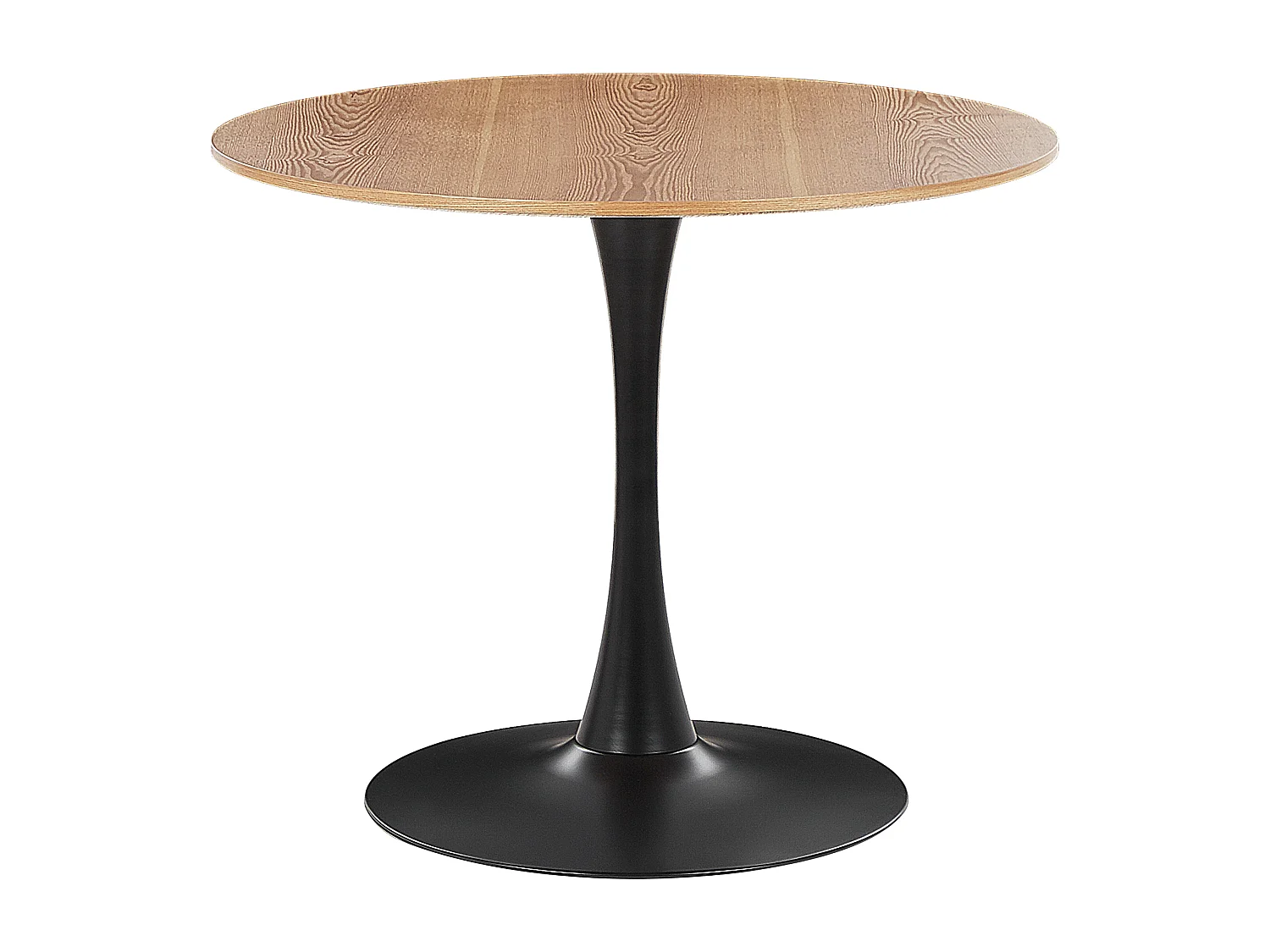 Esstisch heller Holzfarbton / schwarz 90 cm rund MDF-Platte Metall Boca