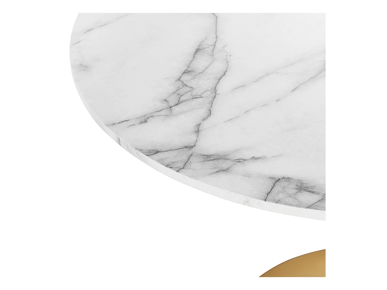 Esstisch weiß / gold Marmor Optik 90 cm rund MDF-Platte Metall Boca