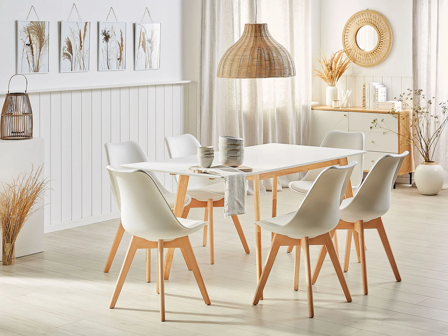 Eettafel uitschuifbaar MEDIO Wit 120/155 cm 80 cm
