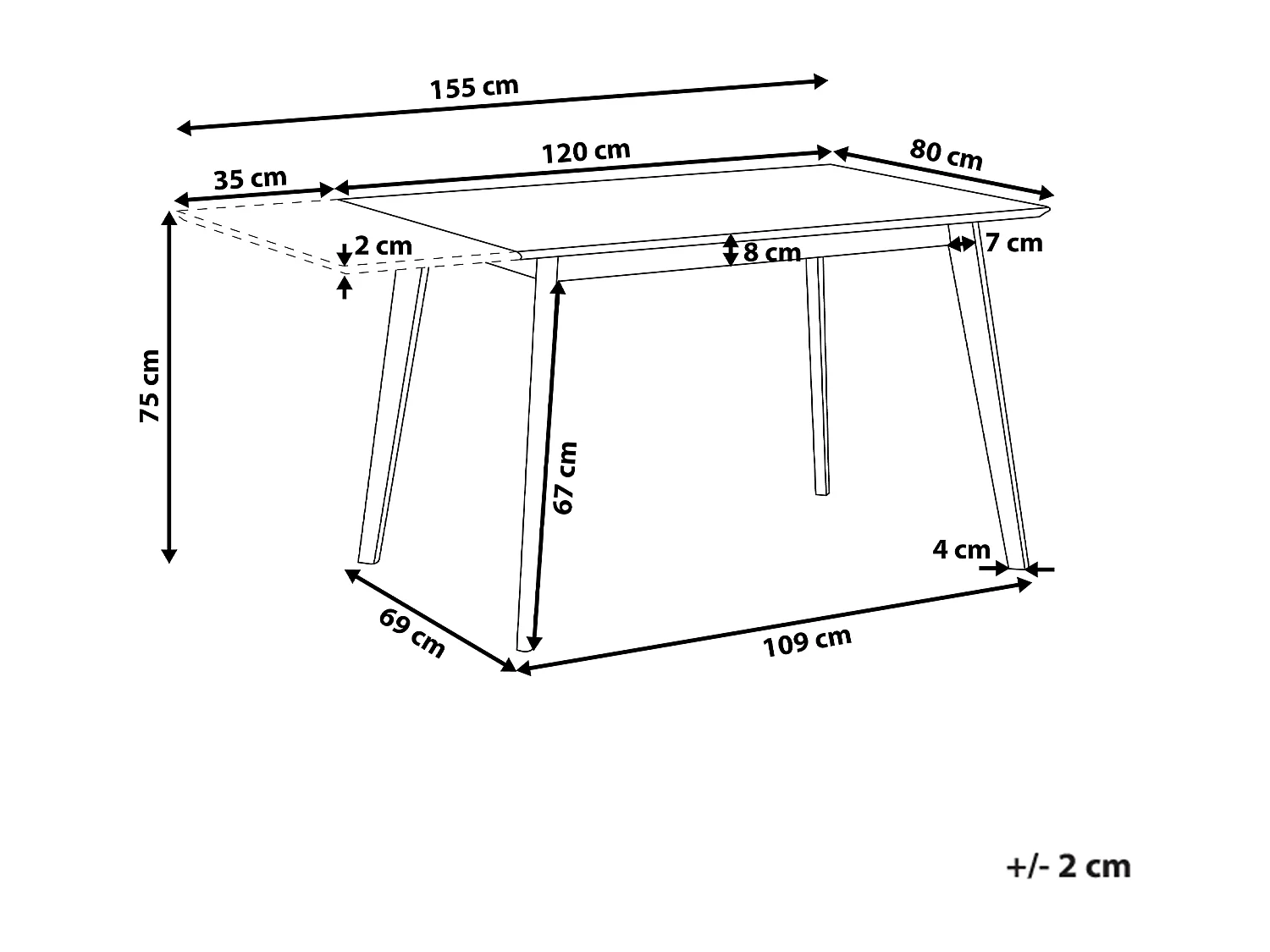 Eettafel uitschuifbaar MEDIO Wit 120/155 cm 80 cm