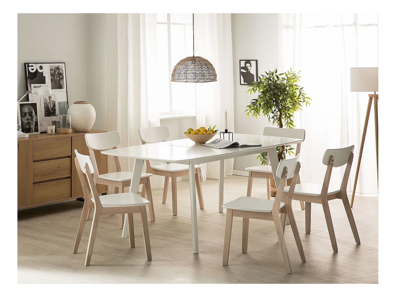 Mesa de comedor extensible SANFORD Blanco 150/195 cm 90 cm