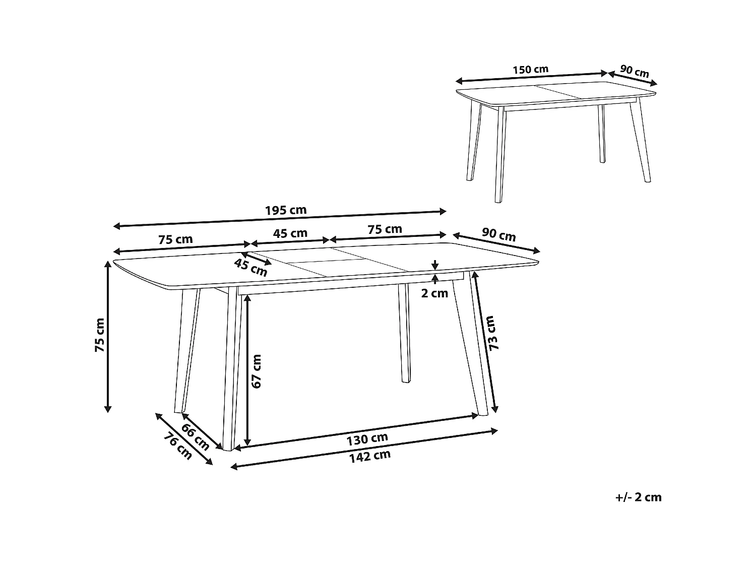 Mesa de comedor extensible SANFORD Blanco 150/195 cm 90 cm