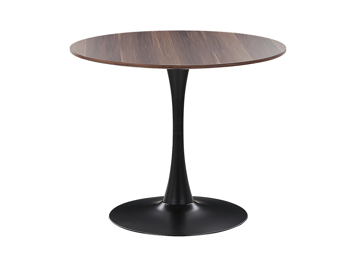 Esstisch dunkler Holzfarbton / schwarz 90 cm rund MDF-Platte Metall Boca