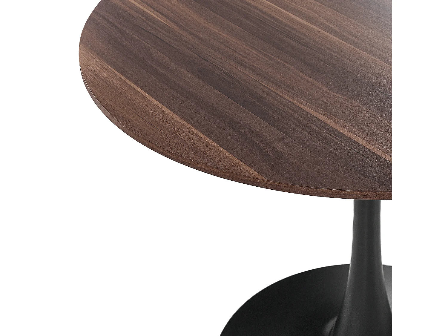 Esstisch dunkler Holzfarbton / schwarz 90 cm rund MDF-Platte Metall Boca