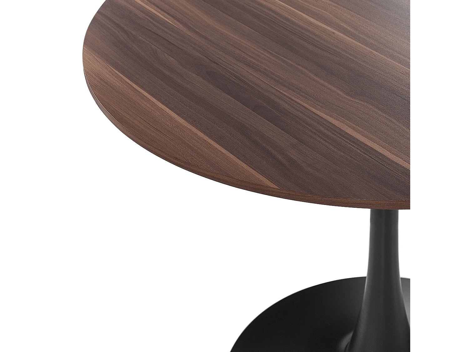 Esstisch dunkler Holzfarbton / schwarz 90 cm rund MDF-Platte Metall Boca