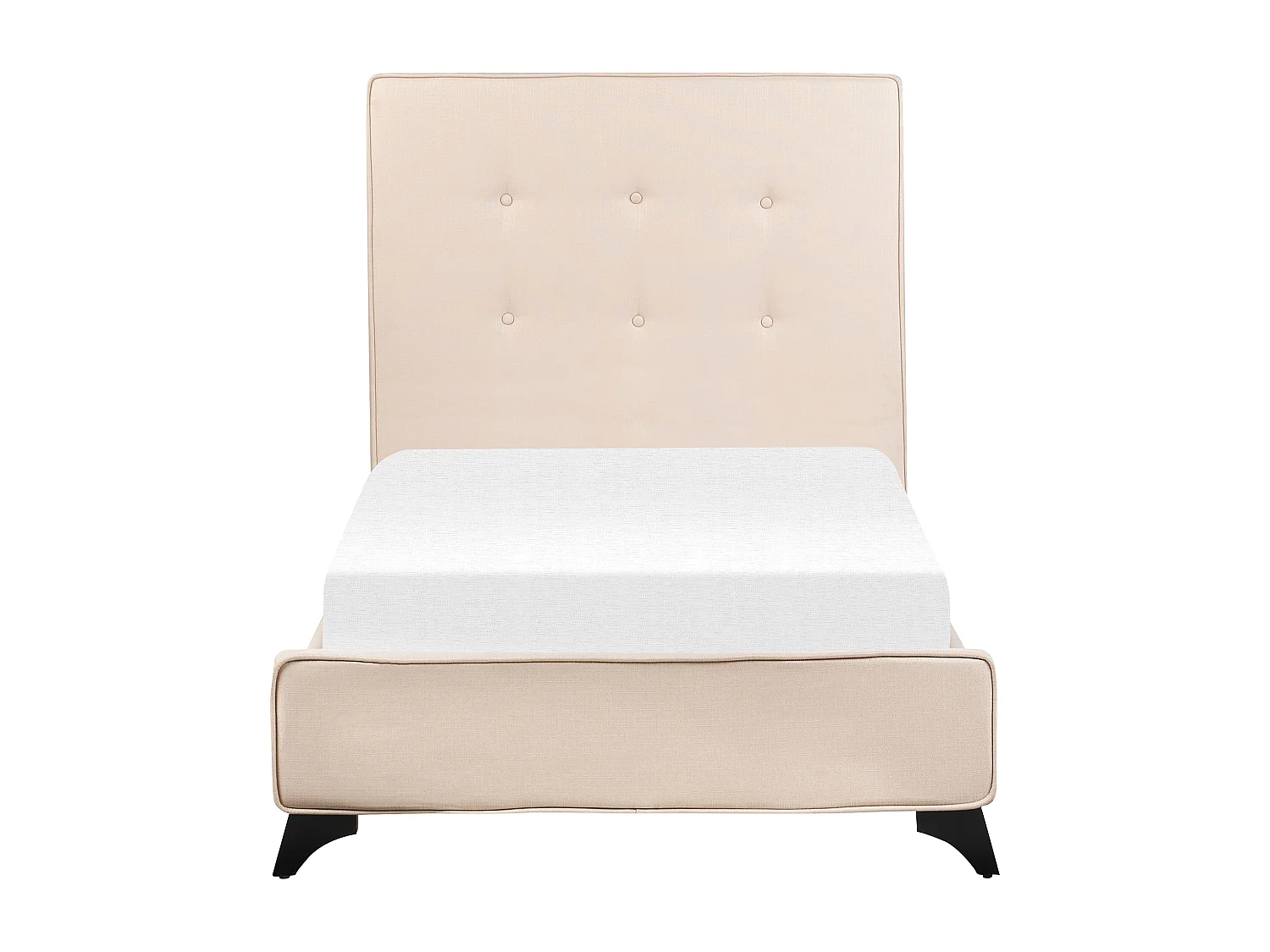 Lit en tissu beige avec cadre 90 x 200 cm AMBASSADOR