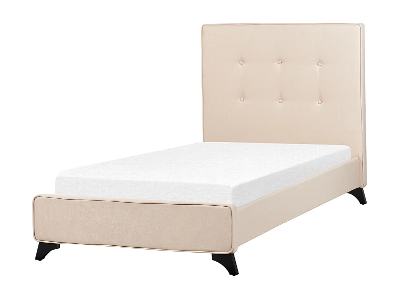 Polsterbett Leinenoptik beige Lattenrost 90 x 200 cm AMBASSADOR