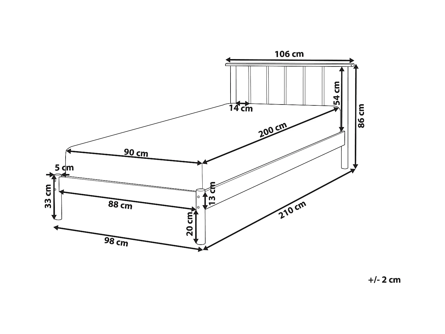 Doppelbett Massivholz hellbraun mit Lattenrost 90 x 200 cm Skandinavisch Barret