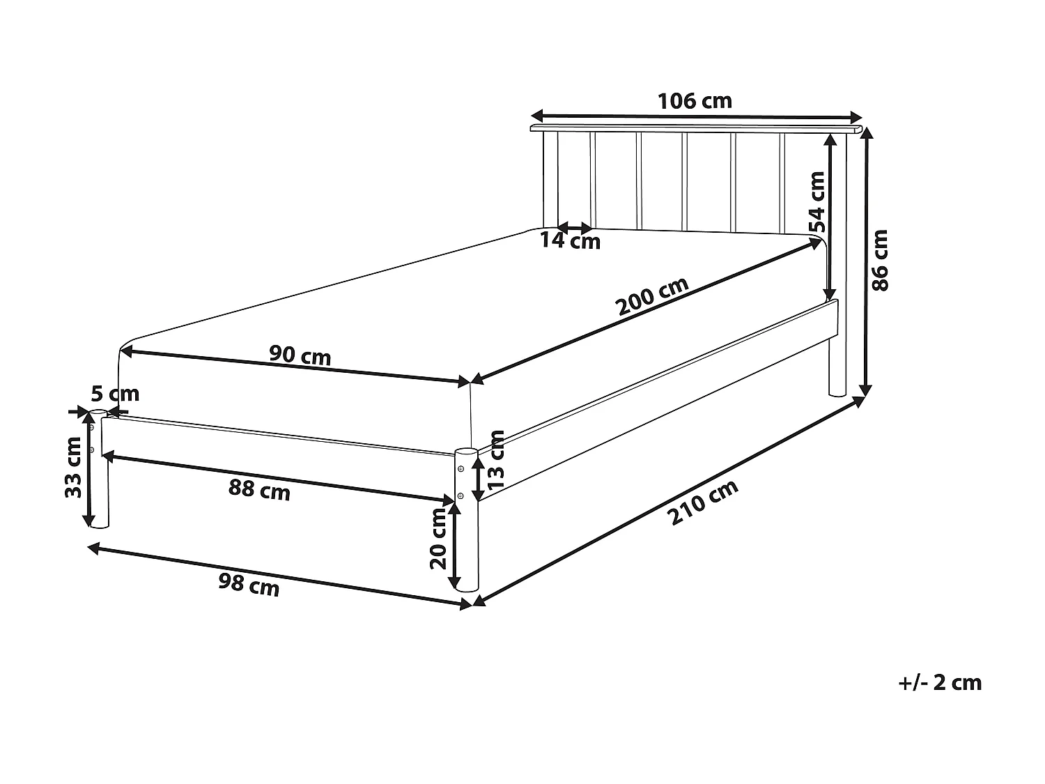 Doppelbett Massivholz hellbraun mit Lattenrost 90 x 200 cm Skandinavisch Barret