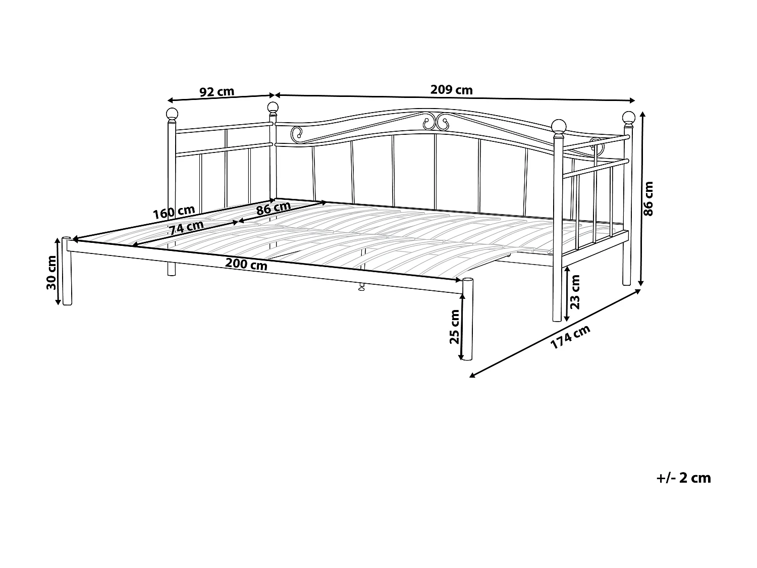 Onderschuifbed Metaal TULLE 80 x 200 cm Zwart