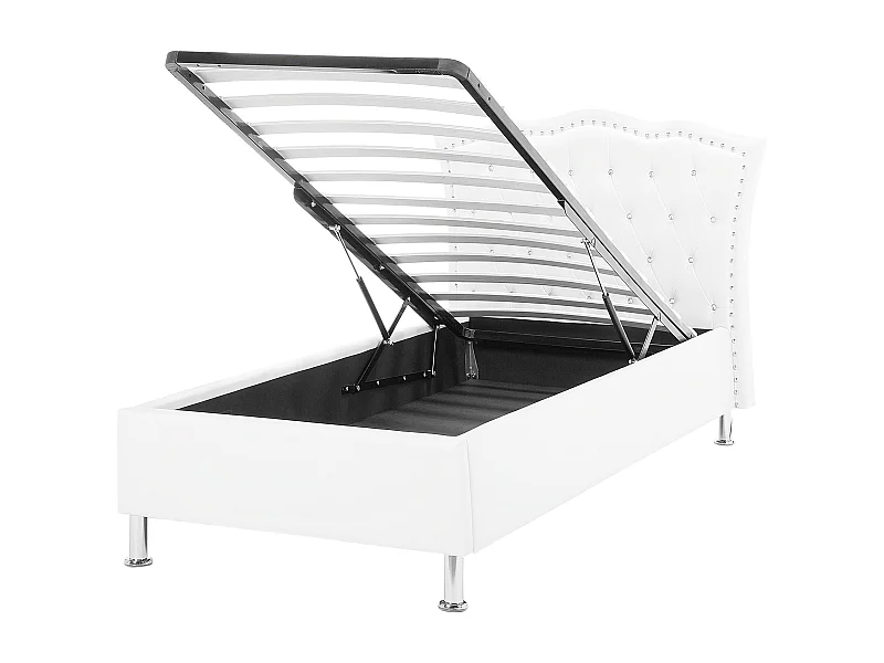 Bed met opbergruimte kunstleer wit 90 x 200 cm METZ