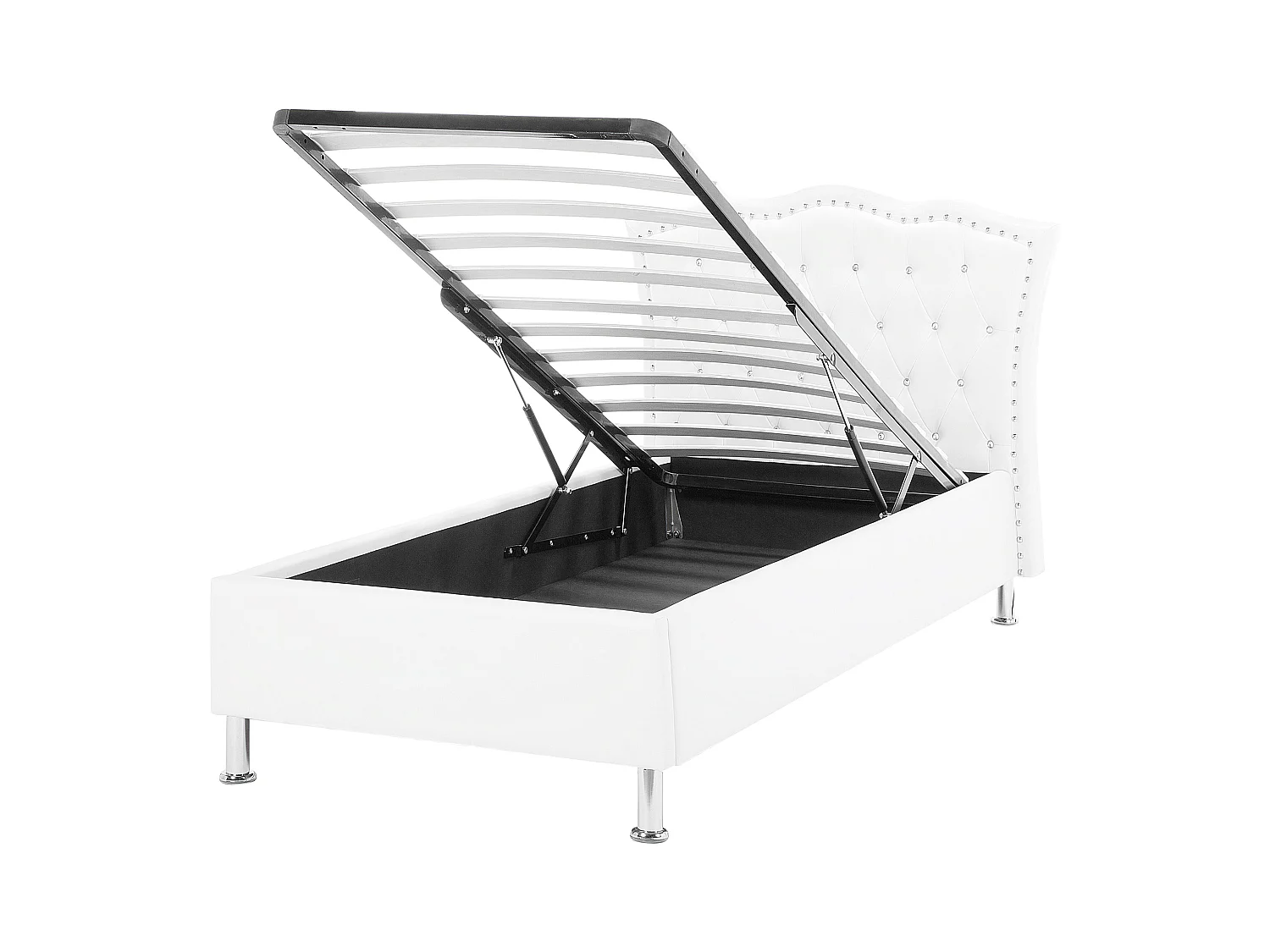 Lit ottoman Cuir PU METZ 90 x 200 cm Blanc