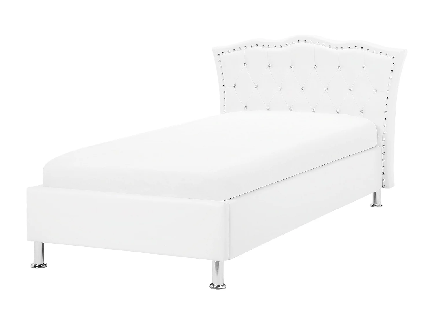 Lit ottoman Cuir PU METZ 90 x 200 cm Blanc