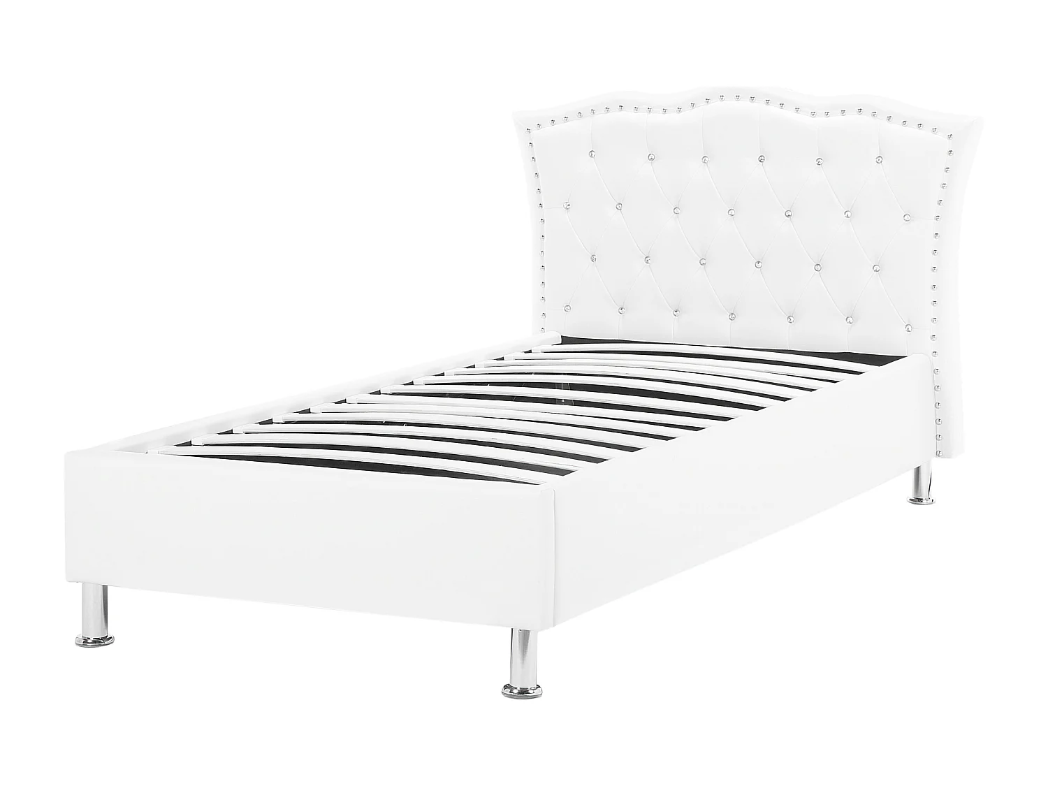Lit ottoman Cuir PU METZ 90 x 200 cm Blanc
