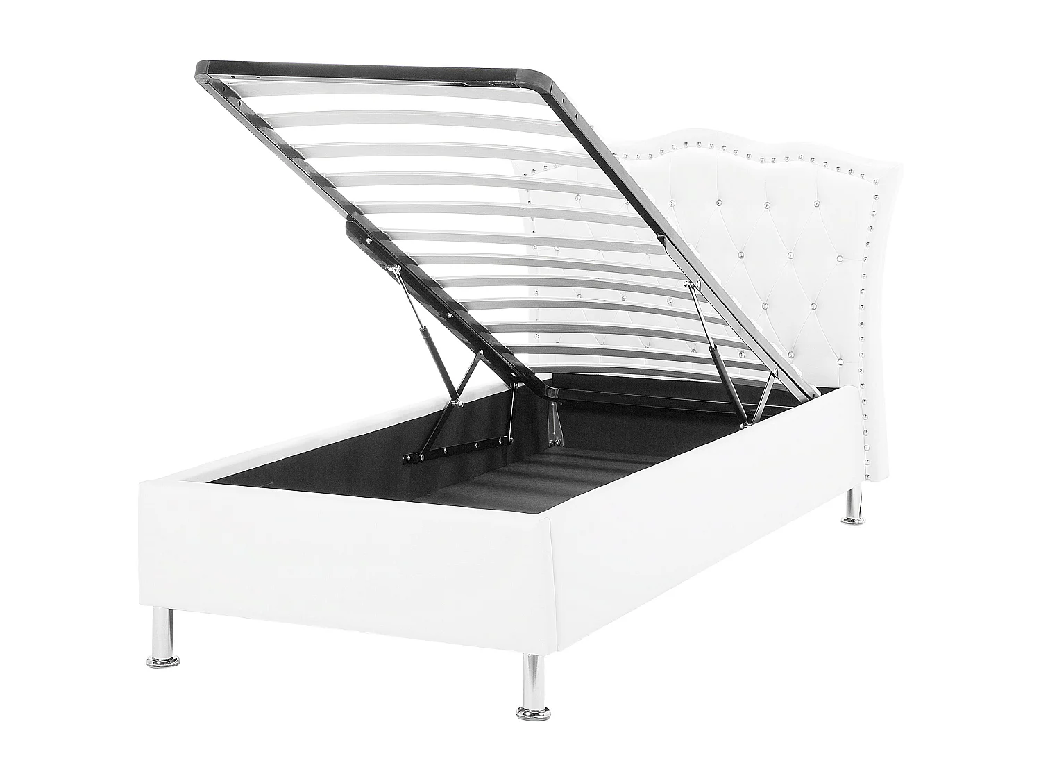 Letto con ottomano Pelle sintetica METZ 90 x 200 cm Bianco