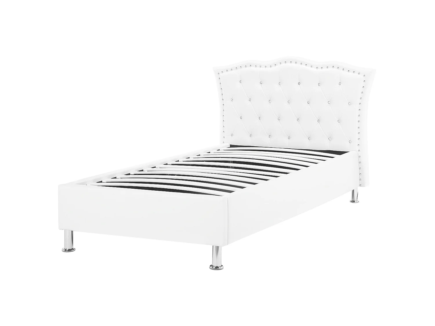 Bett Kunstleder weiss mit Bettkasten hochklappbar 90 x 200 cm METZ