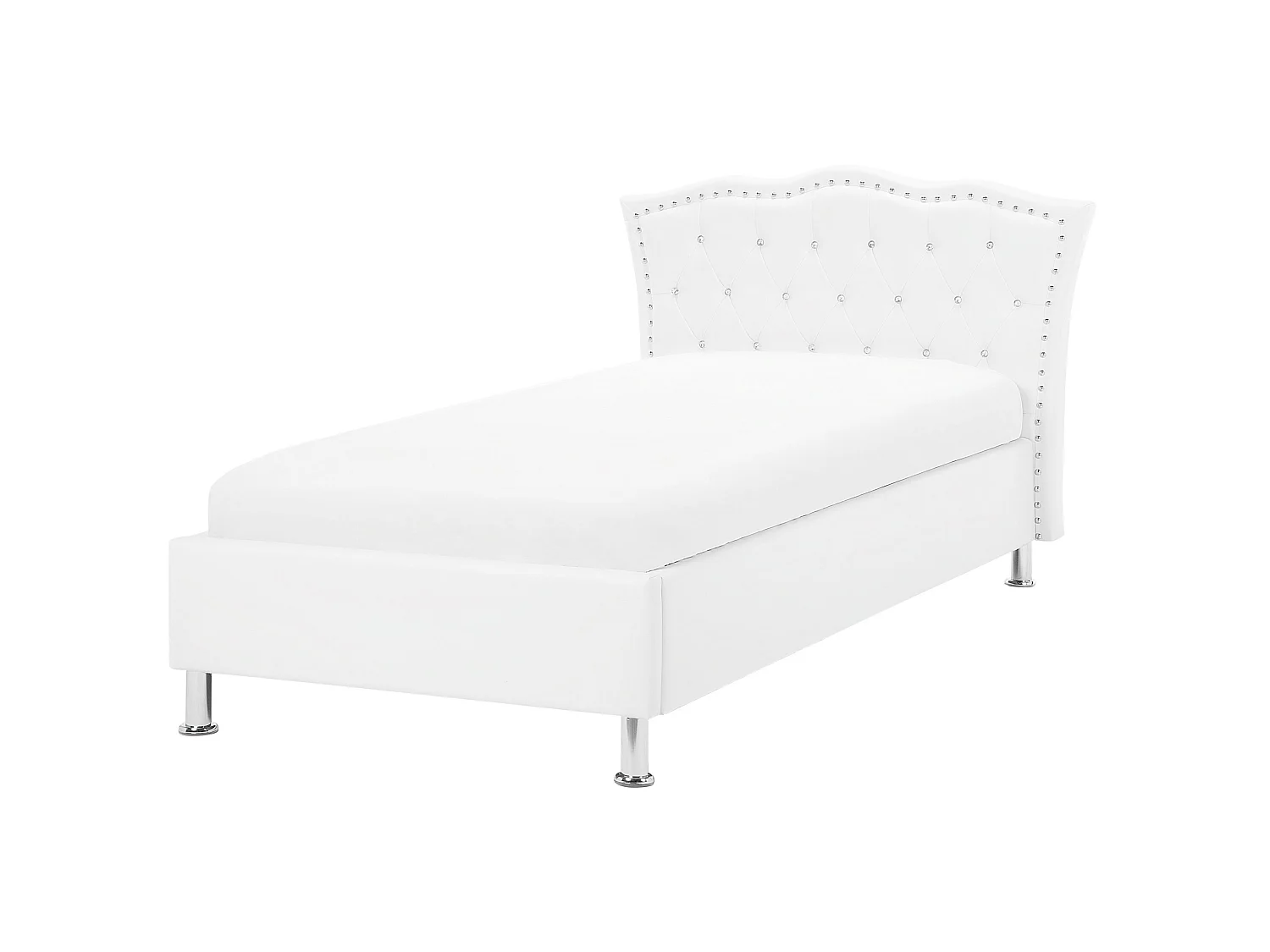 Bett Kunstleder weiss mit Bettkasten hochklappbar 90 x 200 cm METZ