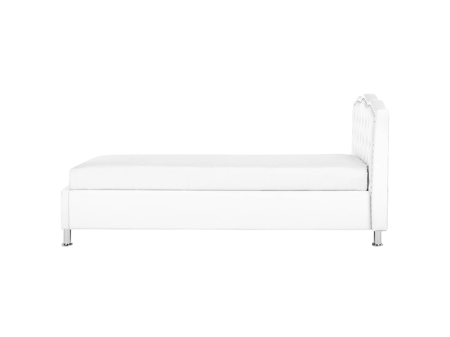 Bett Kunstleder weiss mit Bettkasten hochklappbar 90 x 200 cm METZ