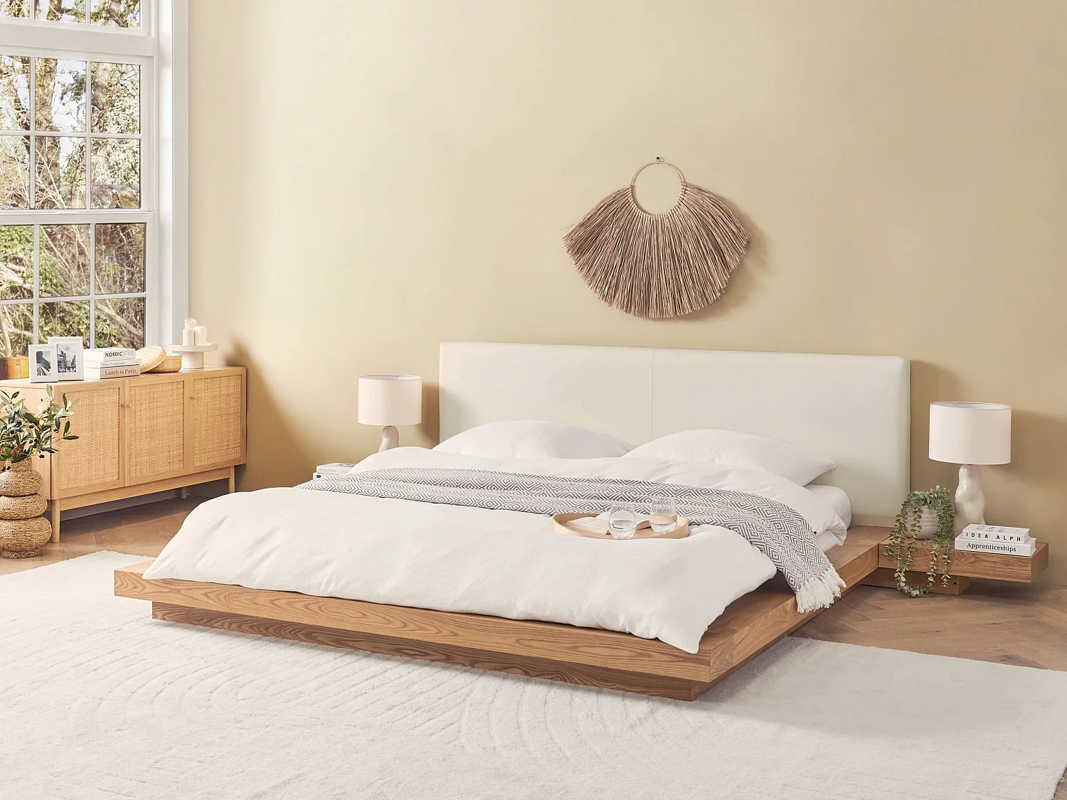 Wasserbett Kunstleder ZEN 180 x 200 cm Naturfarbene Esche