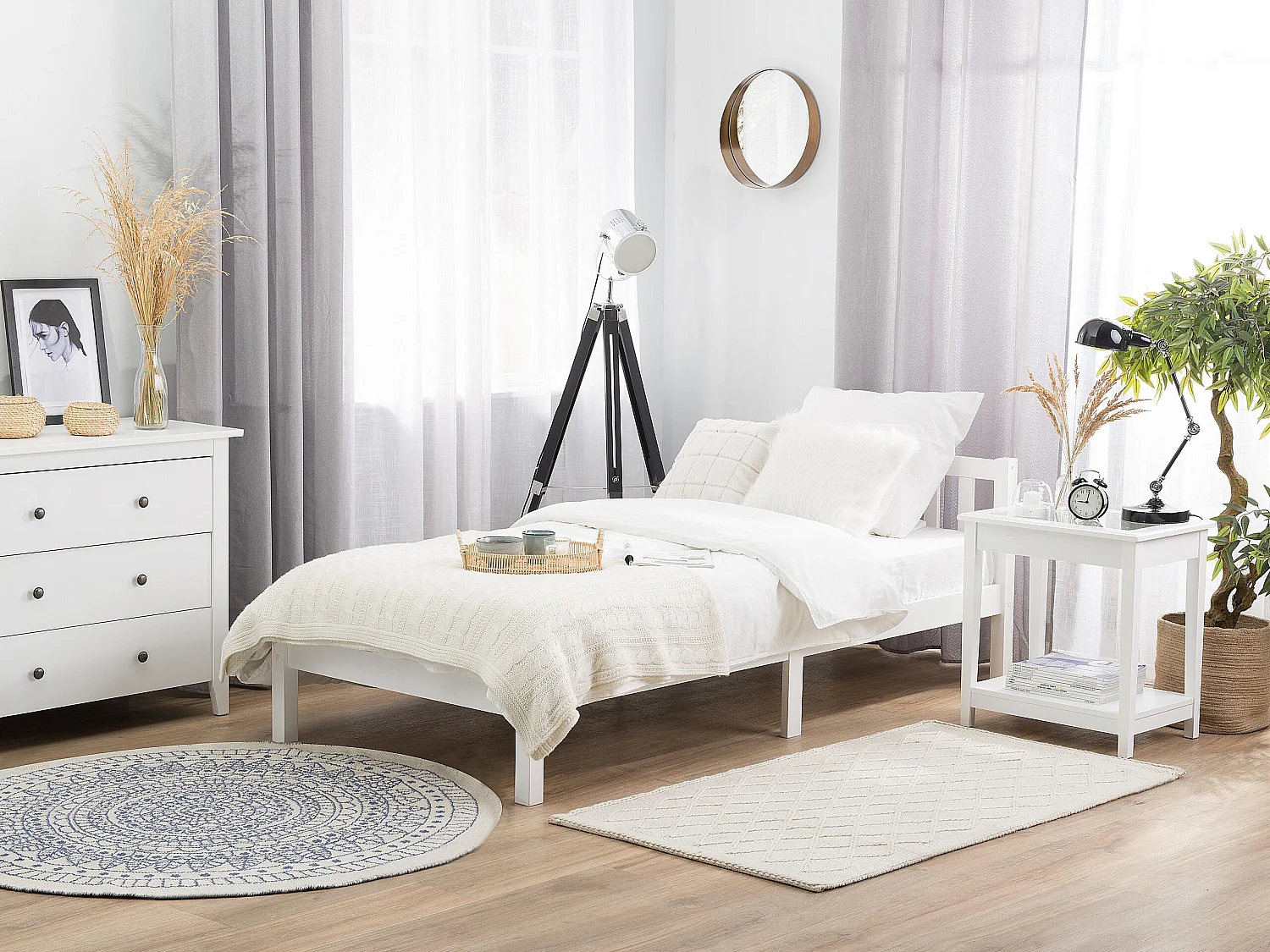 Bed hout wit 90 x 200 cm FLORAC