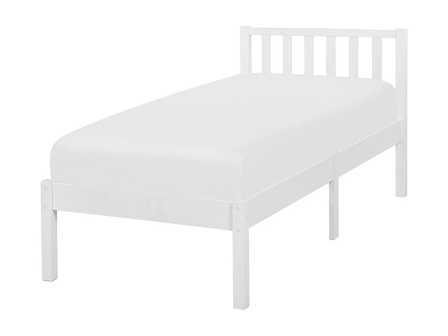 Lit avec sommier Bois de pin FLORAC 90 x 200 cm Blanc