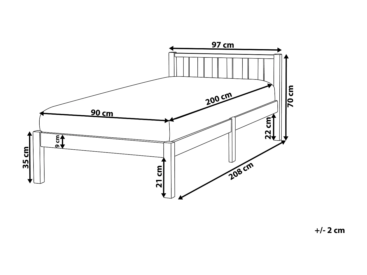 Bed hout wit 90 x 200 cm FLORAC