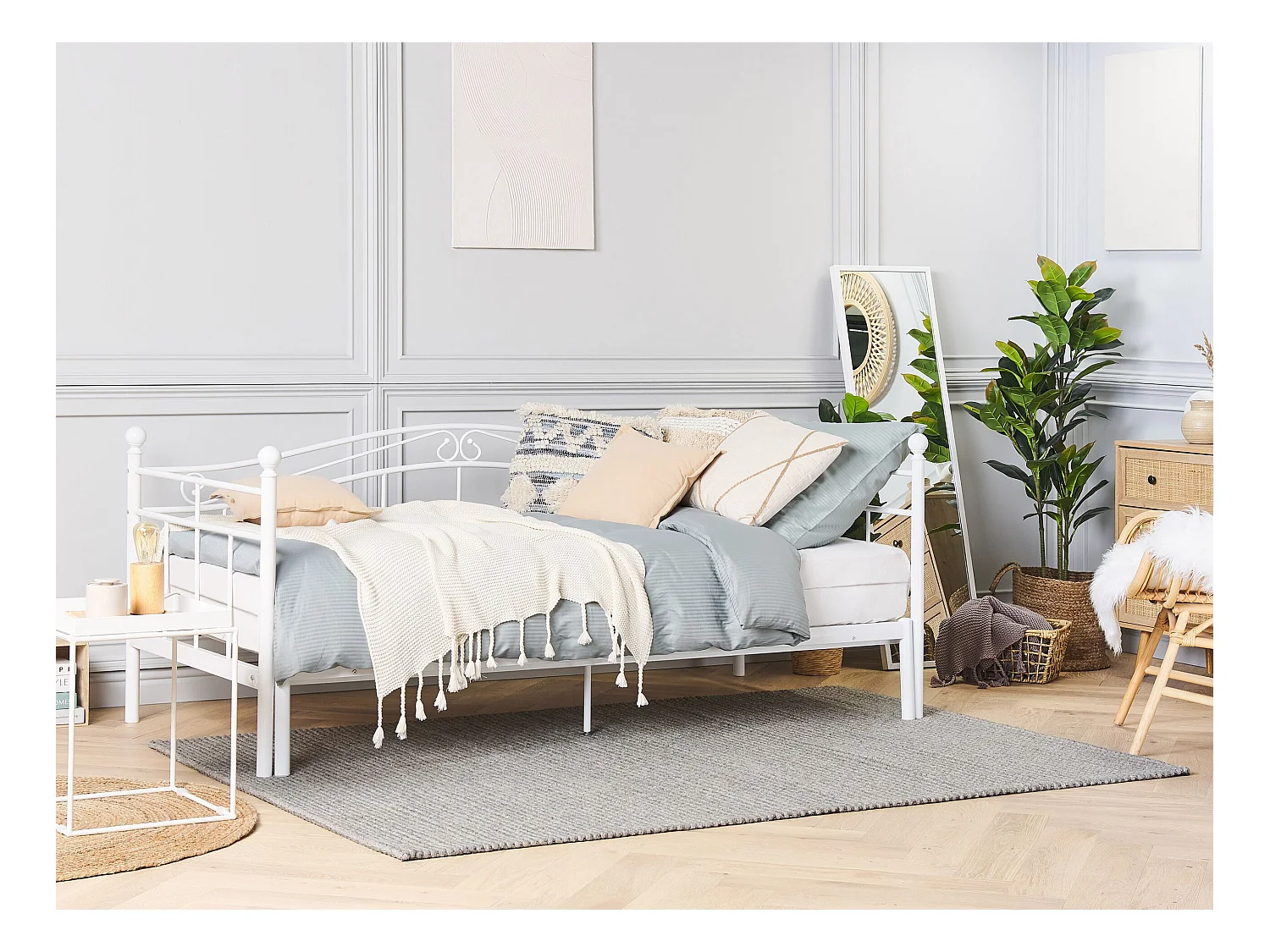 Onderschuifbed Metaal TULLE 90 x 200 cm Wit