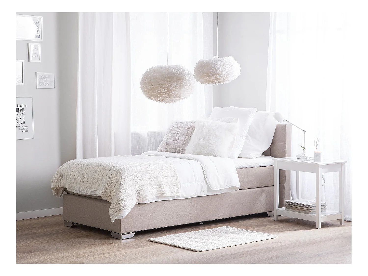 Lit Boxspring Tissu ADMIRAL 90 x 200 cm Beige sable