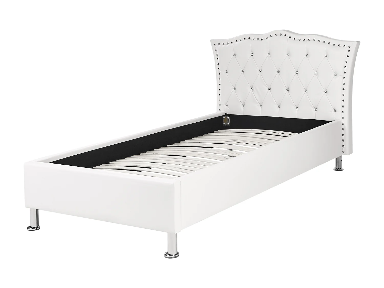 Bett Kunstleder weiß Lattenrost 90 x 200 cm METZ