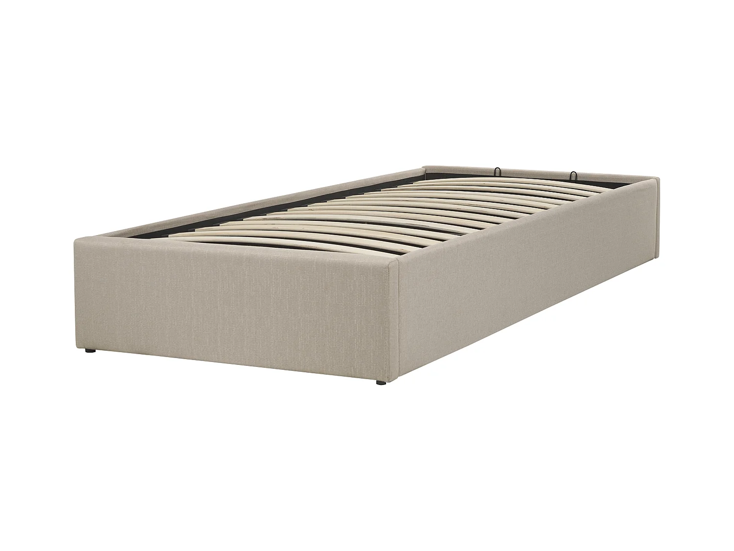 Lit ottoman sans tête de lit Tissu DINAN 90 x 200 cm Marron clair