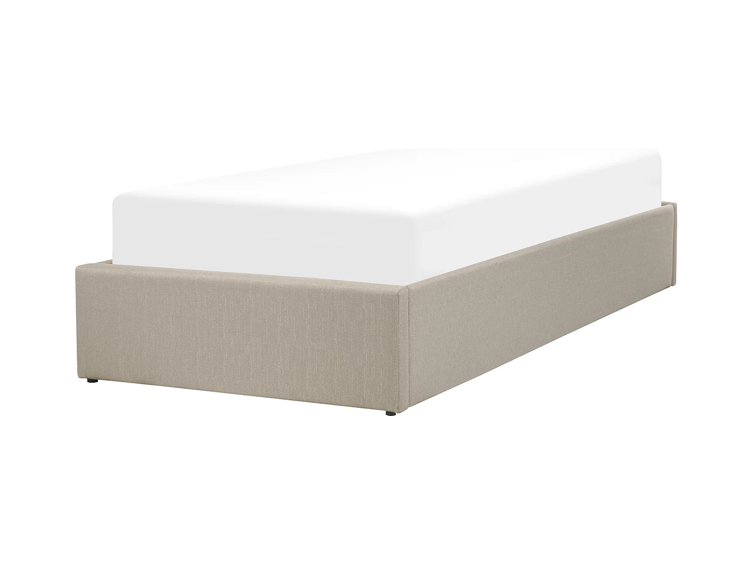 Lit ottoman sans tête de lit Tissu DINAN 90 x 200 cm Marron clair