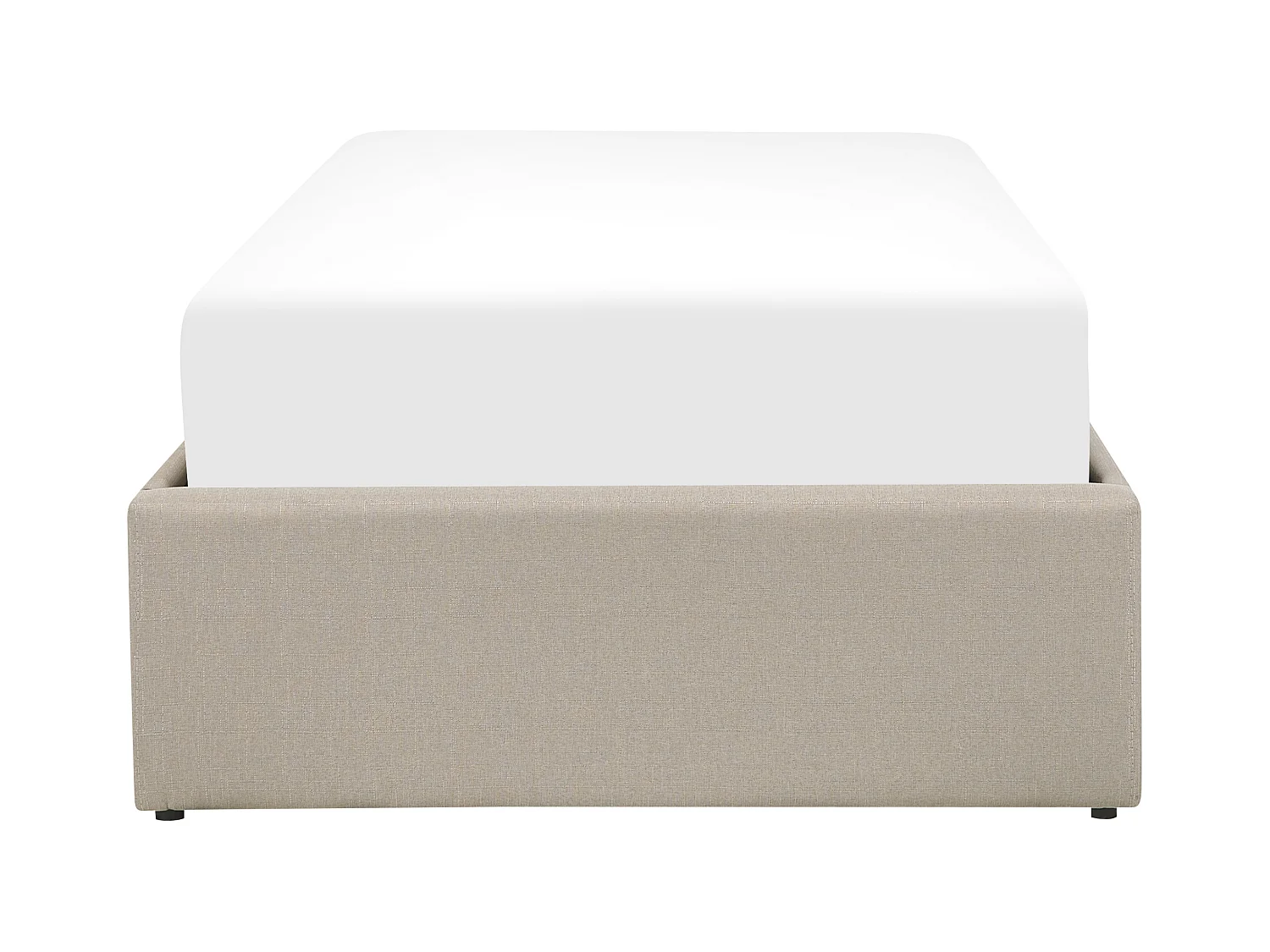 Lit ottoman sans tête de lit Tissu DINAN 90 x 200 cm Marron clair