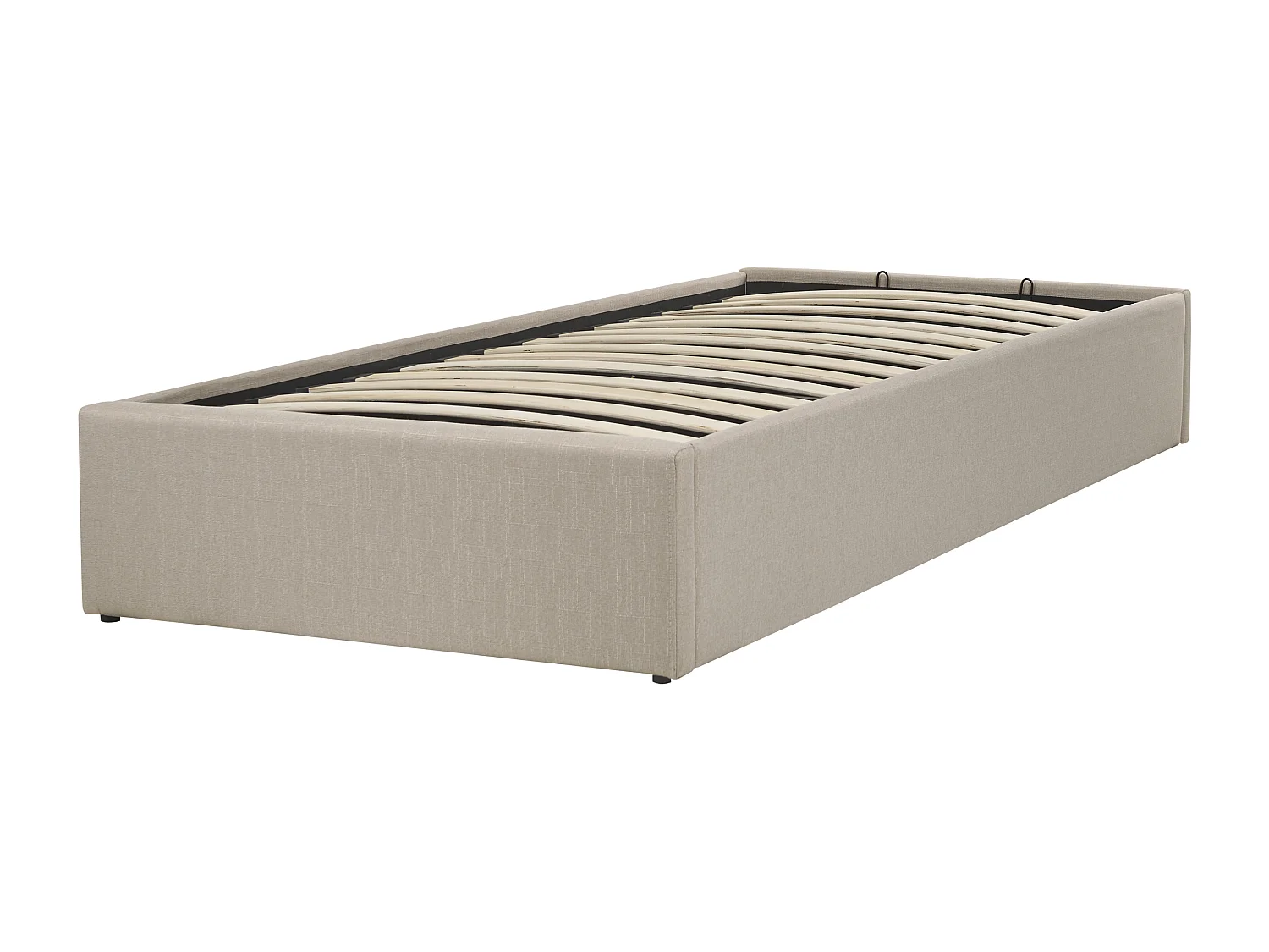 Lit ottoman sans tête de lit Tissu DINAN 90 x 200 cm Marron clair