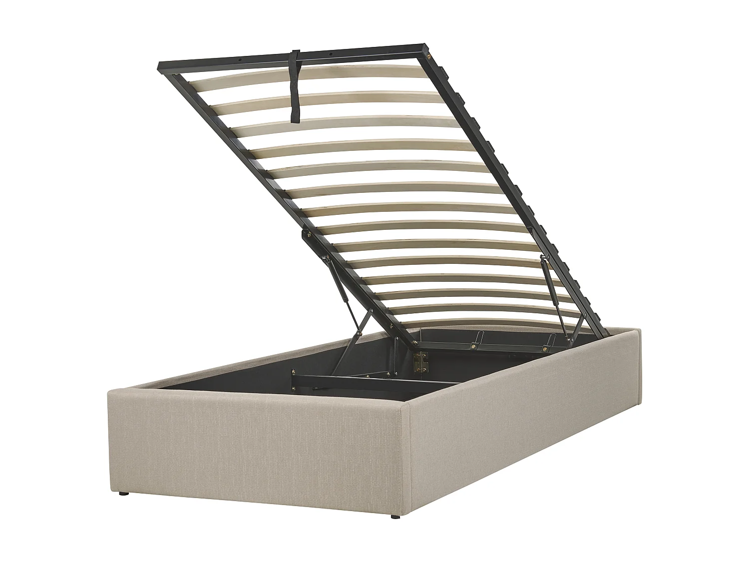 Lit ottoman sans tête de lit Tissu DINAN 90 x 200 cm Taupe