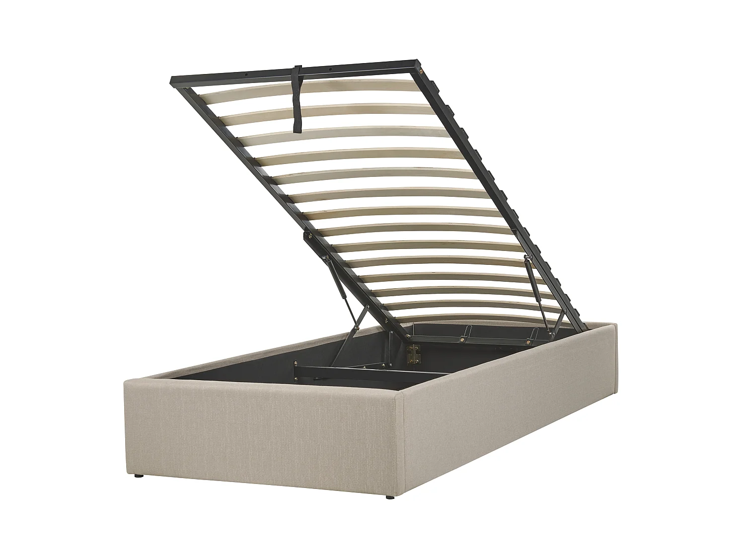 Ottoman Bed without Headboard DINAN Fabric Taupe 90 x 200 cm (EU Single)