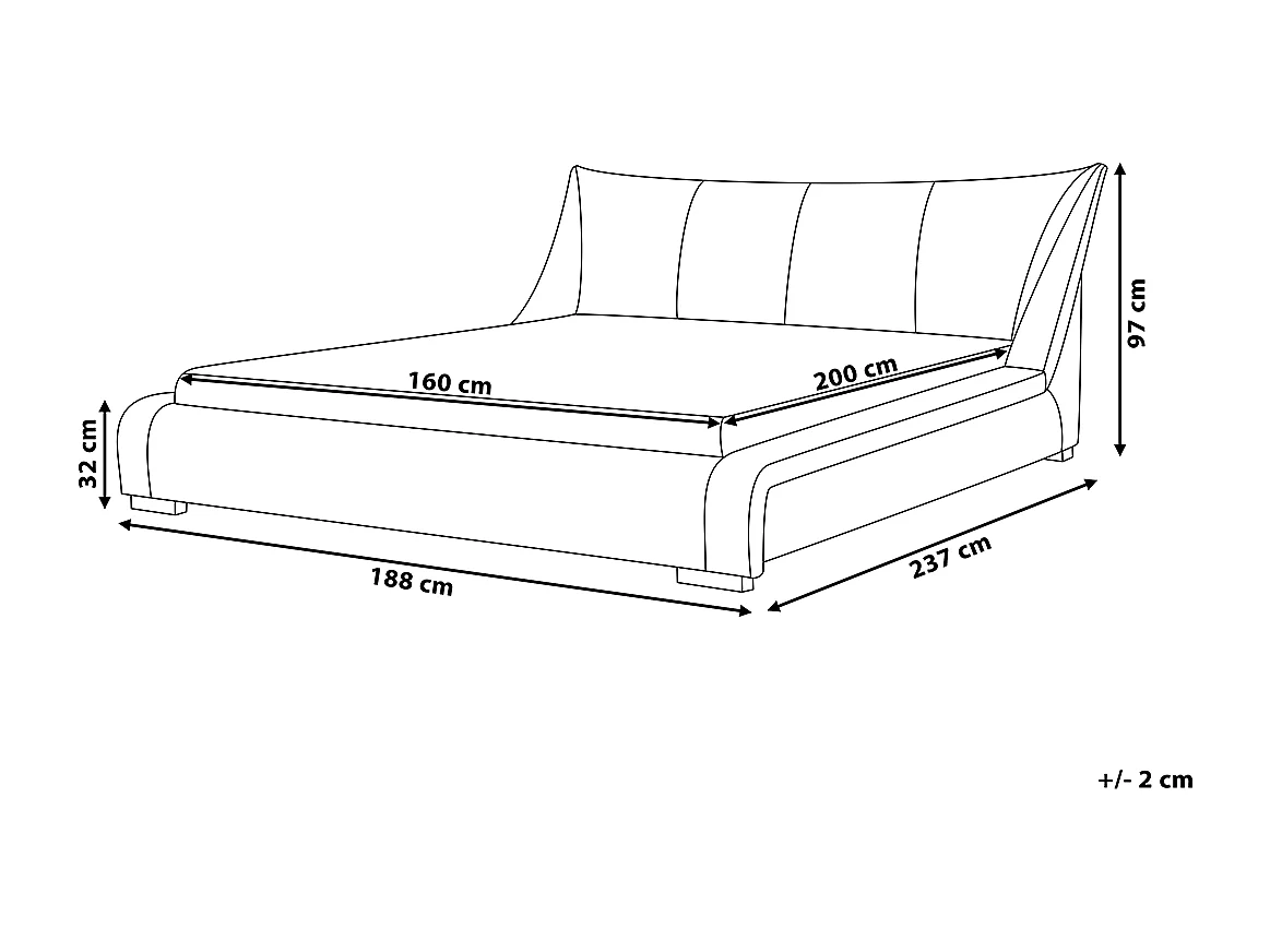 Wasserbett Grau 160 x 200 cm Polsterbezug Geschwungene Form Nantes