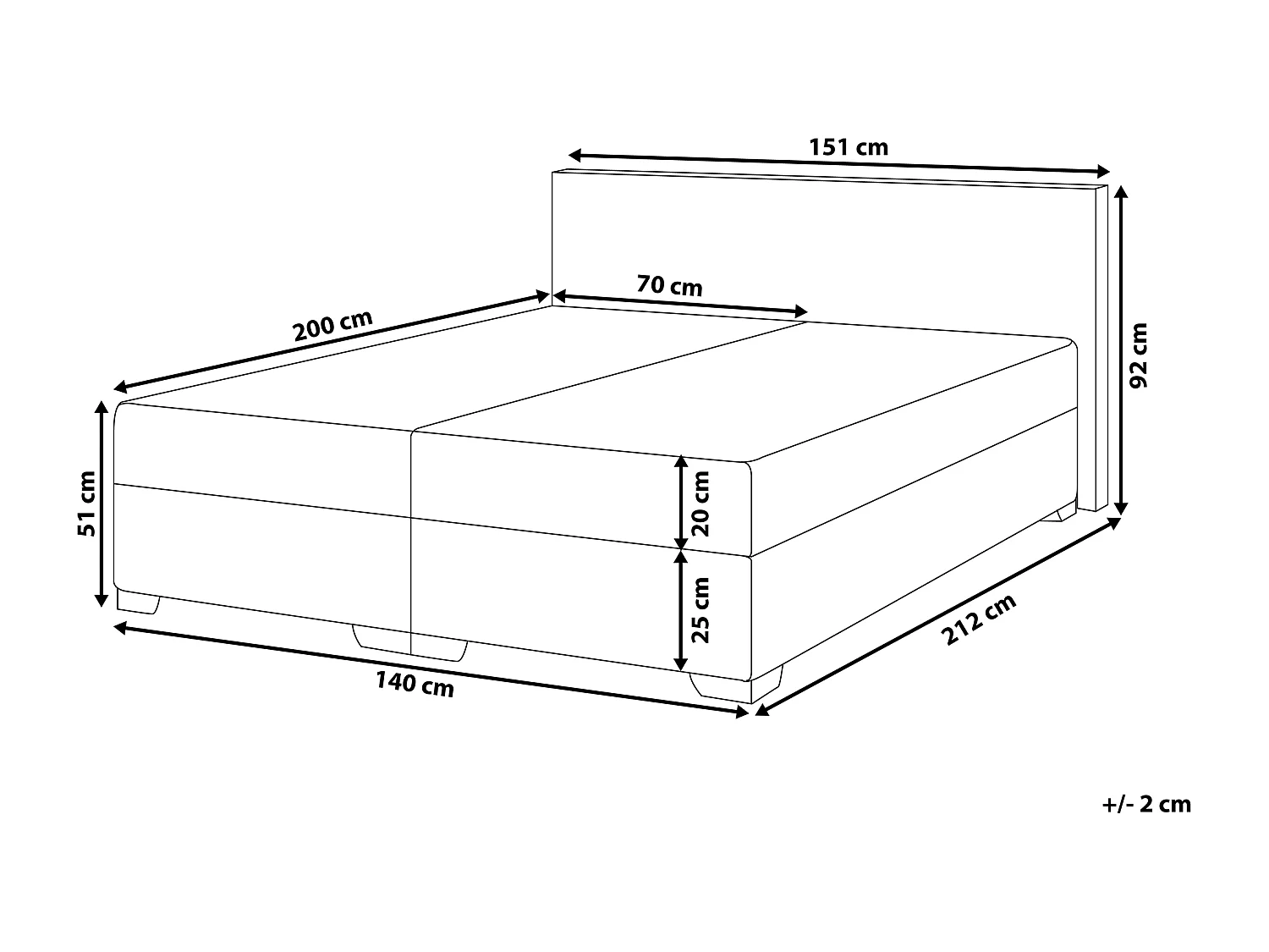 Boxspring Kunstleer PRESIDENT 140 x 200 cm Wit