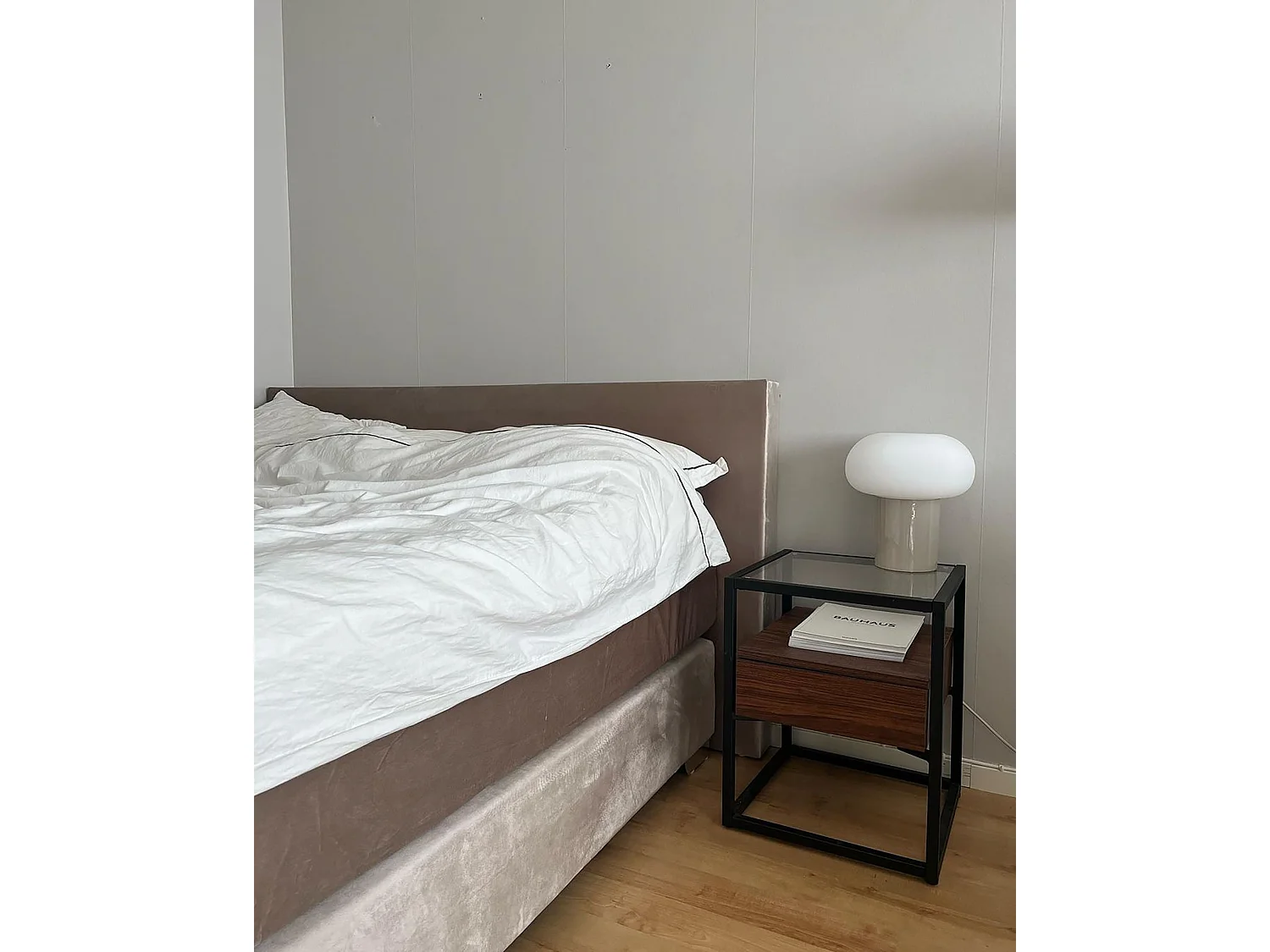 Lit Boxspring Velours CONSUL 160 x 200 cm Beige clair
