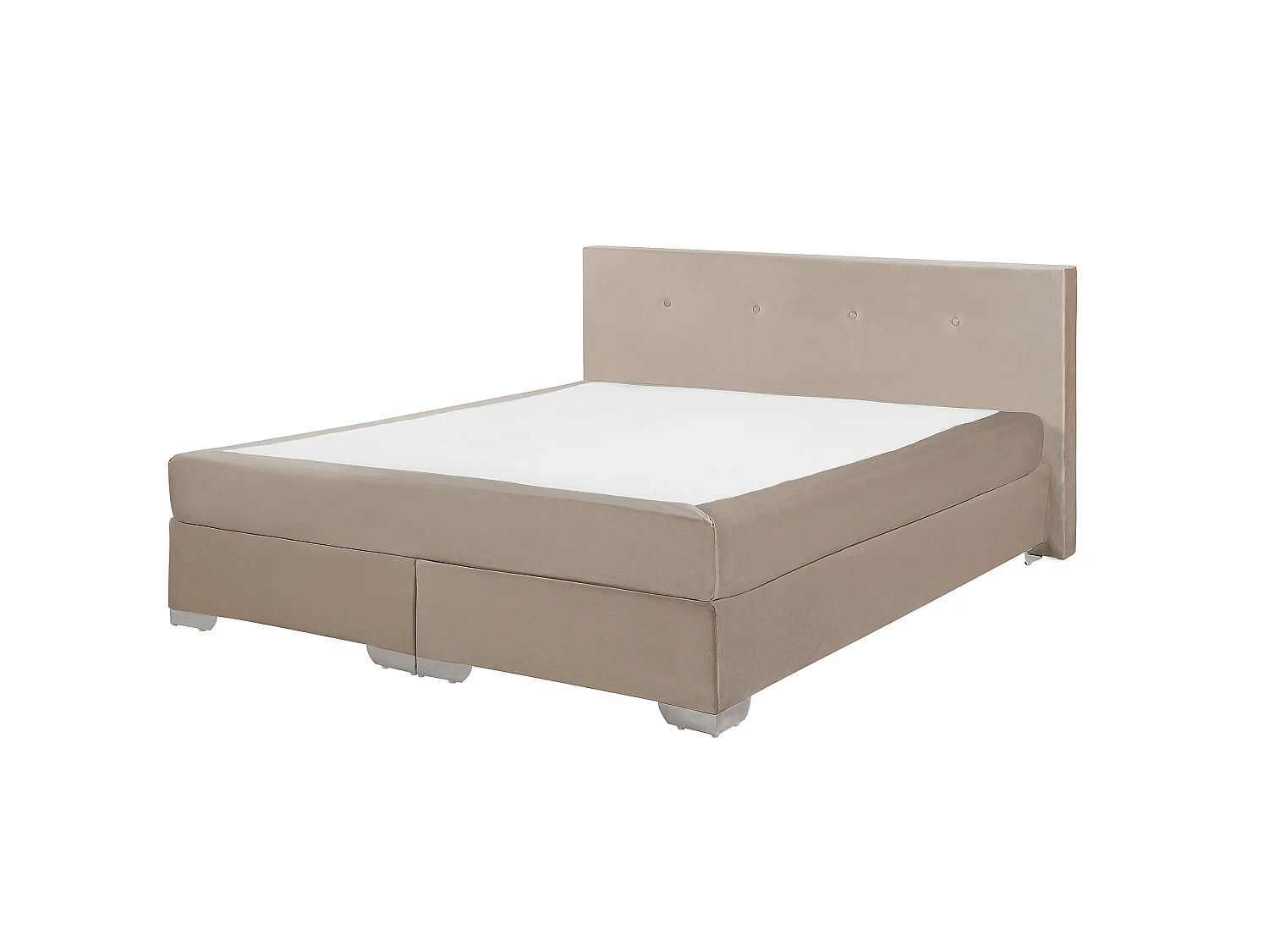 Letto Continentale Velluto CONSUL 160 x 200 cm Beige chiaro