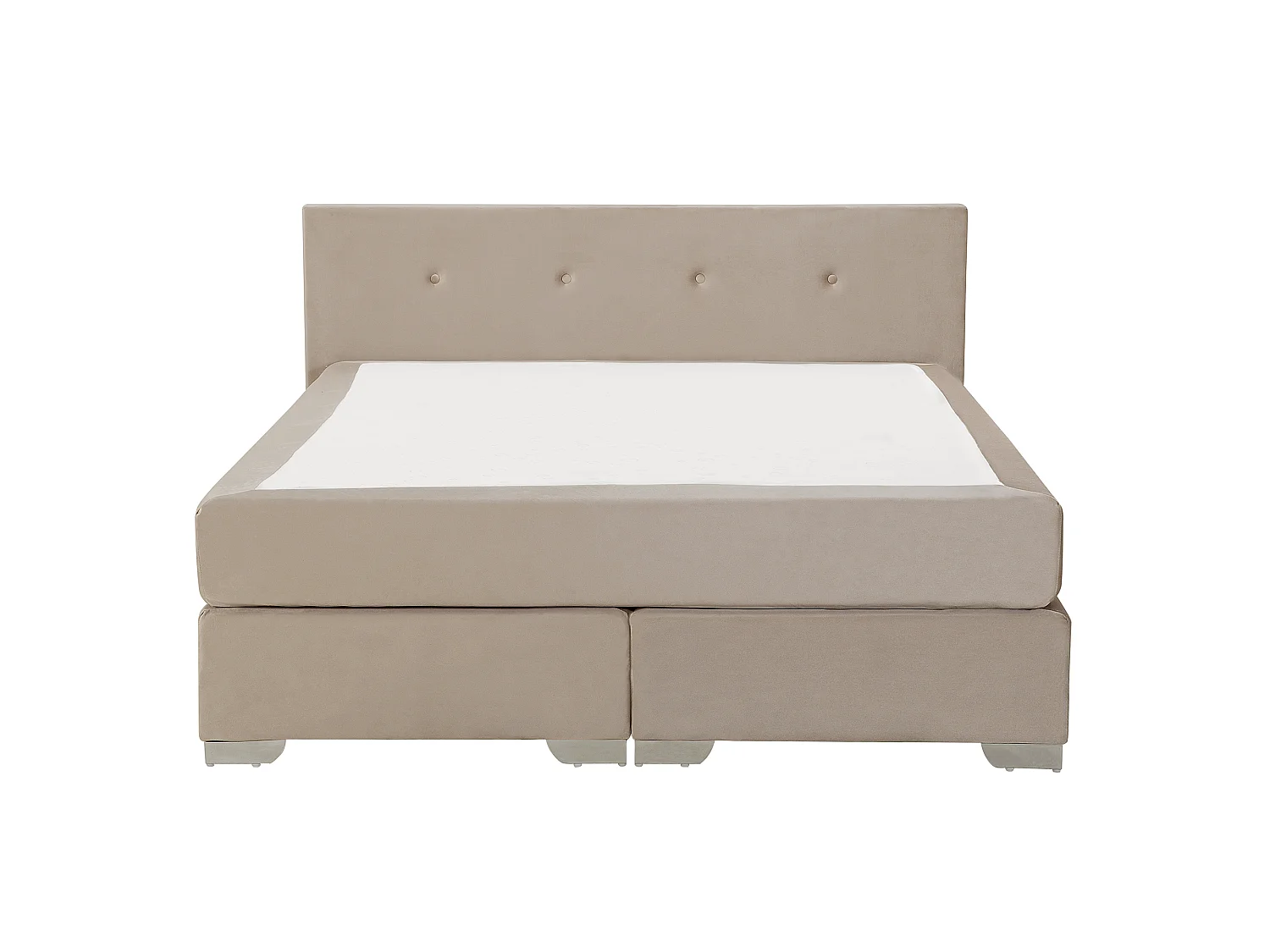 Letto Continentale Velluto CONSUL 160 x 200 cm Beige chiaro