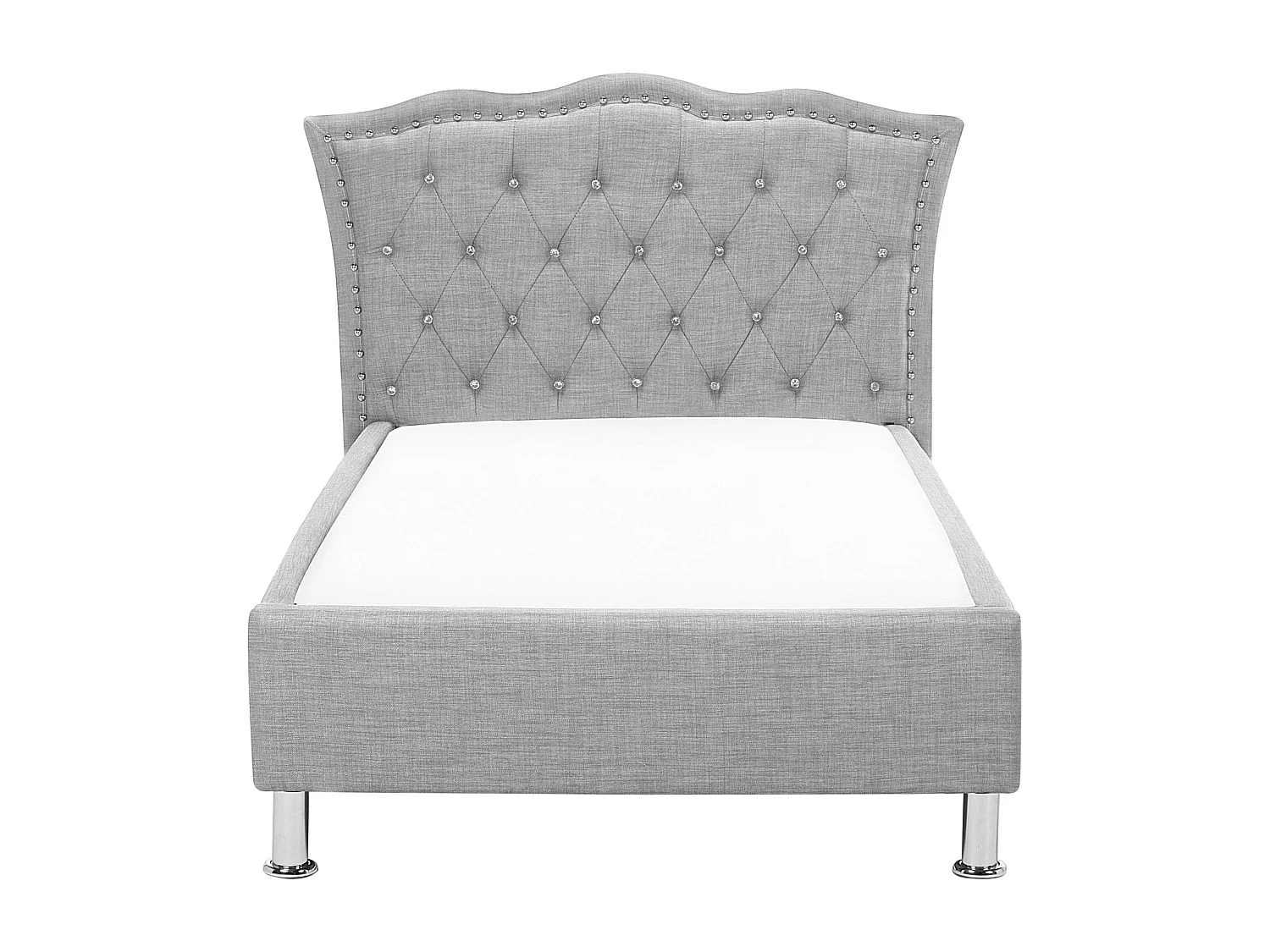 Lit avec sommier Tissu METZ 90 x 200 cm Gris clair