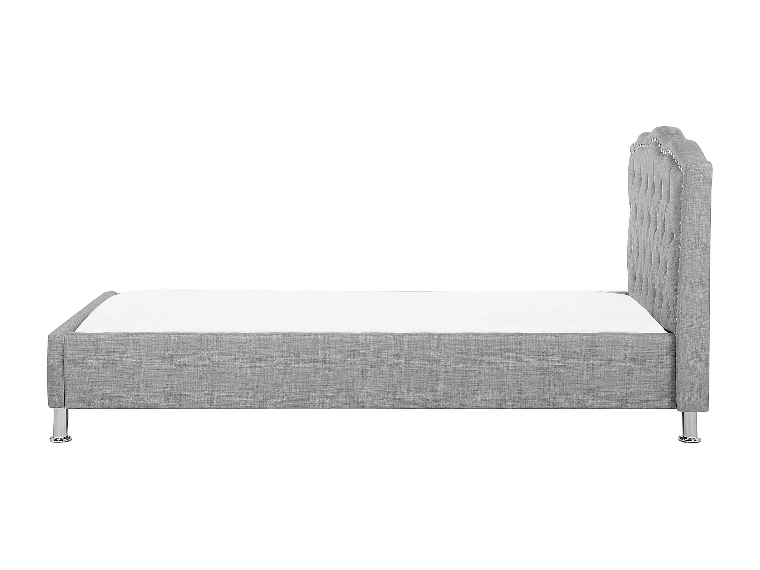 Lit avec sommier Tissu METZ 90 x 200 cm Gris clair