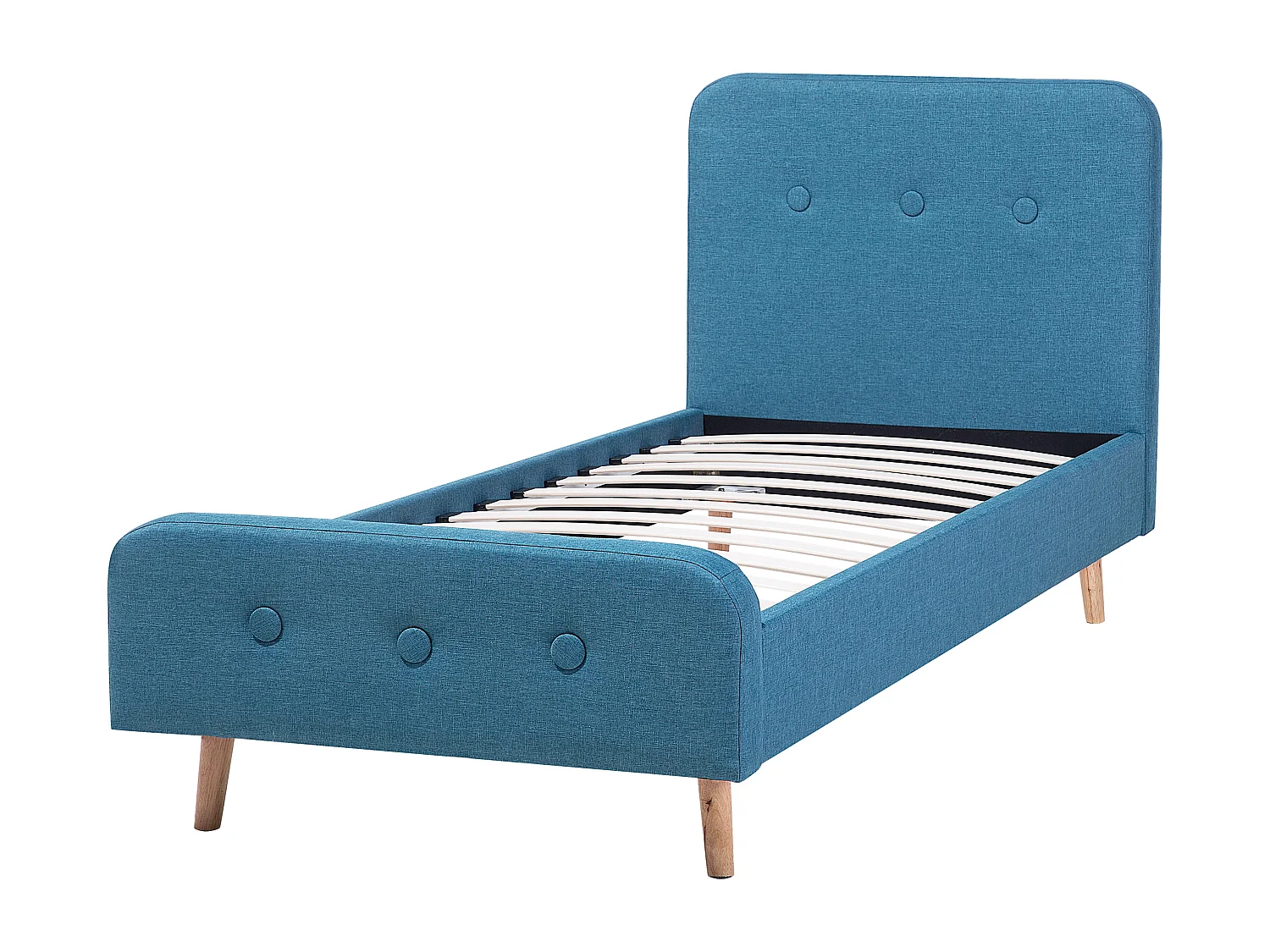 Lit simple en tissu bleu foncé 90x200 cm RENNES